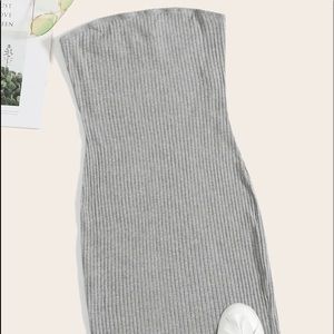 SHEIN grey ribbed tube dress
